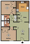 2 Bed, 2 Bath, 895 sq. ft. The Belford floor plan